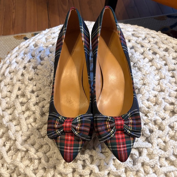 J. Crew Shoes - J Crew Tartan  Bow Heels size 9